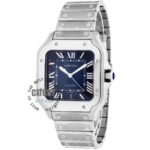 cartier-de-santos-blue-dial-watch-silver-metal-color-strap-in-egypt-for-men-ا