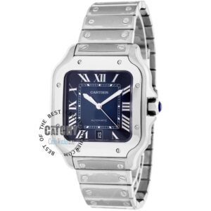 cartier-de-santos-blue-dial-watch-silver-metal-color-strap-in-egypt-for-men-ا