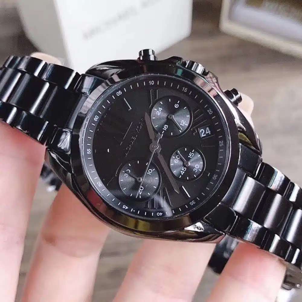 stainless steel michael kors black women's watch