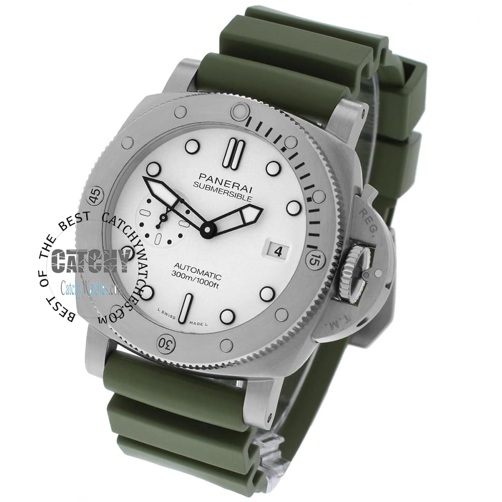 panerai-luminar-submersible-watch-white-dial-green-rubber-strap-automatic-egypt