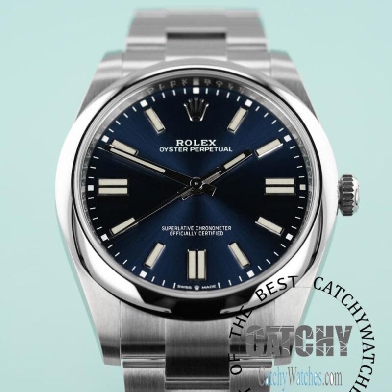 Rolex Oyester Perpetual Watch For Men Blue - Image 3