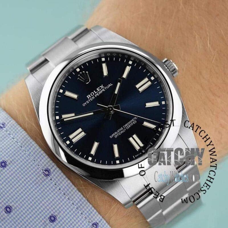 Rolex Oyester Perpetual Watch For Men Blue - Image 7