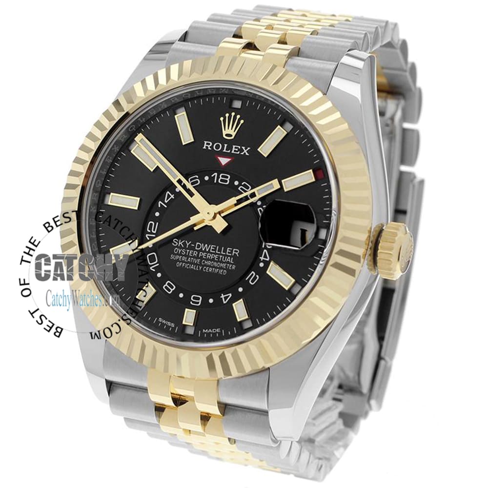 rolex-sky-dweller-watch-black-dial-half-gold-metal-strap-egypt