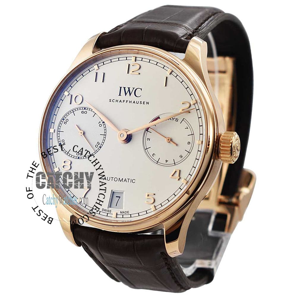 IWC-portuguese _7_Days -men-watch-brown-leather-strap-white-dial-egypt