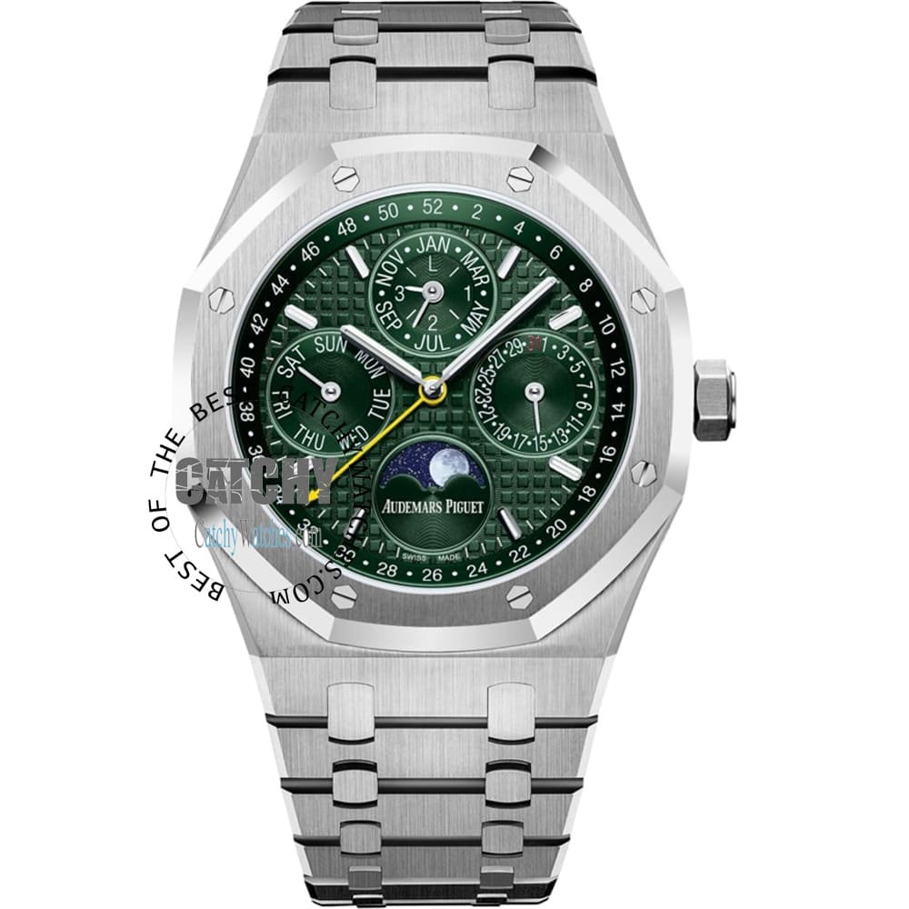 audemars-piguet-royal-oak-green-dial-moon-silver-metal-strap-egypt