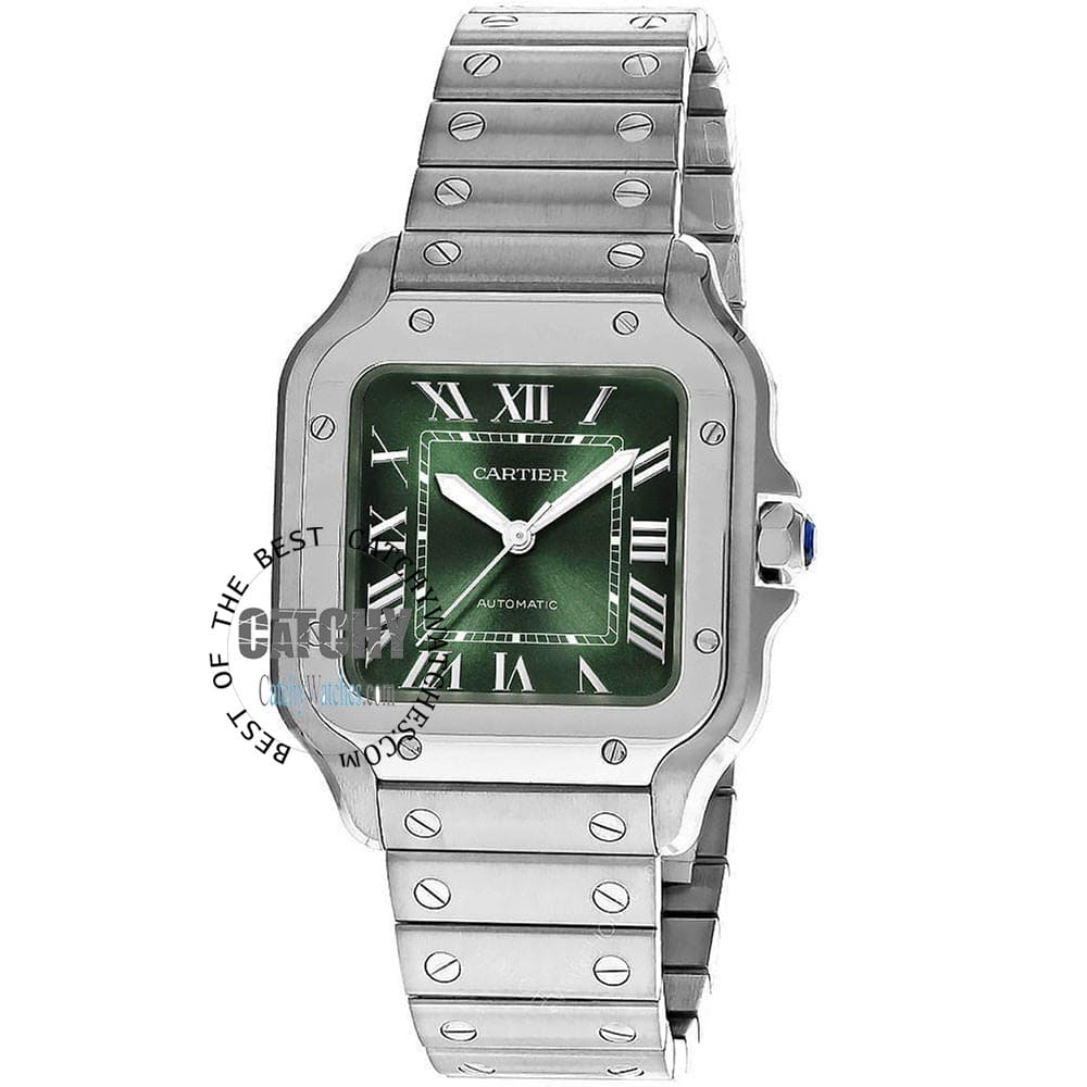 cartier-de-santos-green-dial-watch-silver-metal-color-strap-in-egypt-for-men