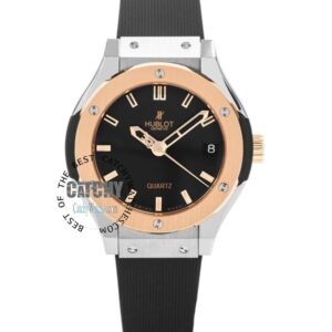 hublot-classic-fusion-racing-watch-men-women-mirror-replica-black-rubber-srap-white-dial-rose-gold-case-egypt-42mm