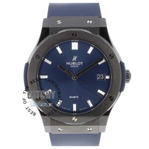 hublot-classic-fusion-racing-watch-men-women-mirror-replica-blue-rubber-strap-dial-black-case-egypt-42mm