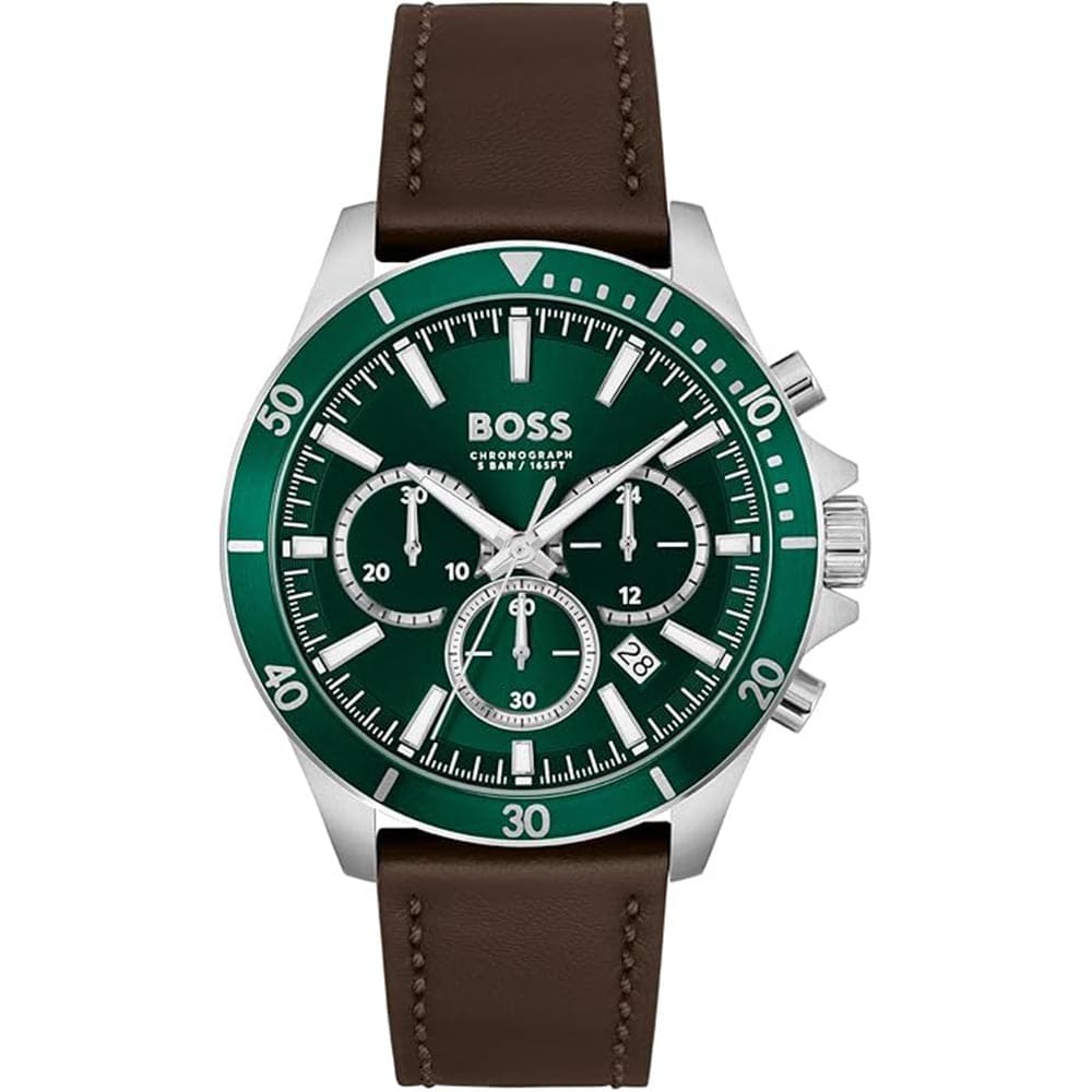 original-1514098-hugo-boss-watch-men-green-dial-genuine-leather-brown-strap-troper-egypt