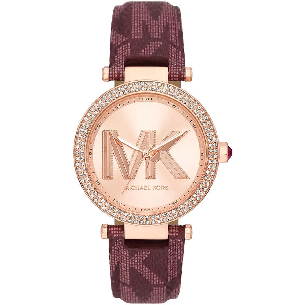 original-mk2974-michael-kors-watch-women-crystals-mk-logo-rose-gold-dial-polyurethane-chloride-burgundy-strap-battery-parker-egypt