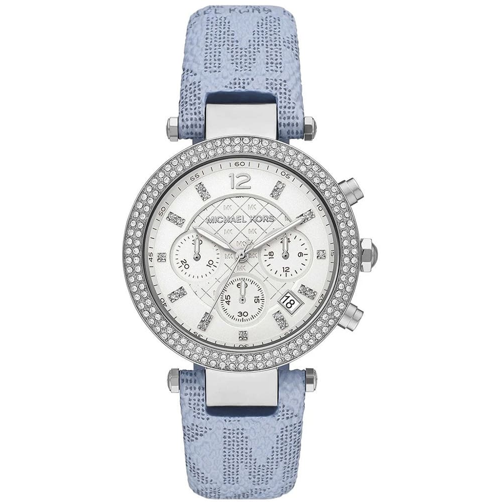 original-mk6936-michael-kors-watch-ladies-women-white-dial-polyurethane-chloride-blue-strap-battery-crystals-parker