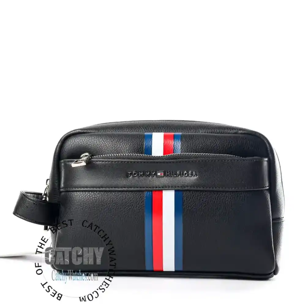 Tommy Hilfiger Black Men s Leather Handbag Catchy Watches