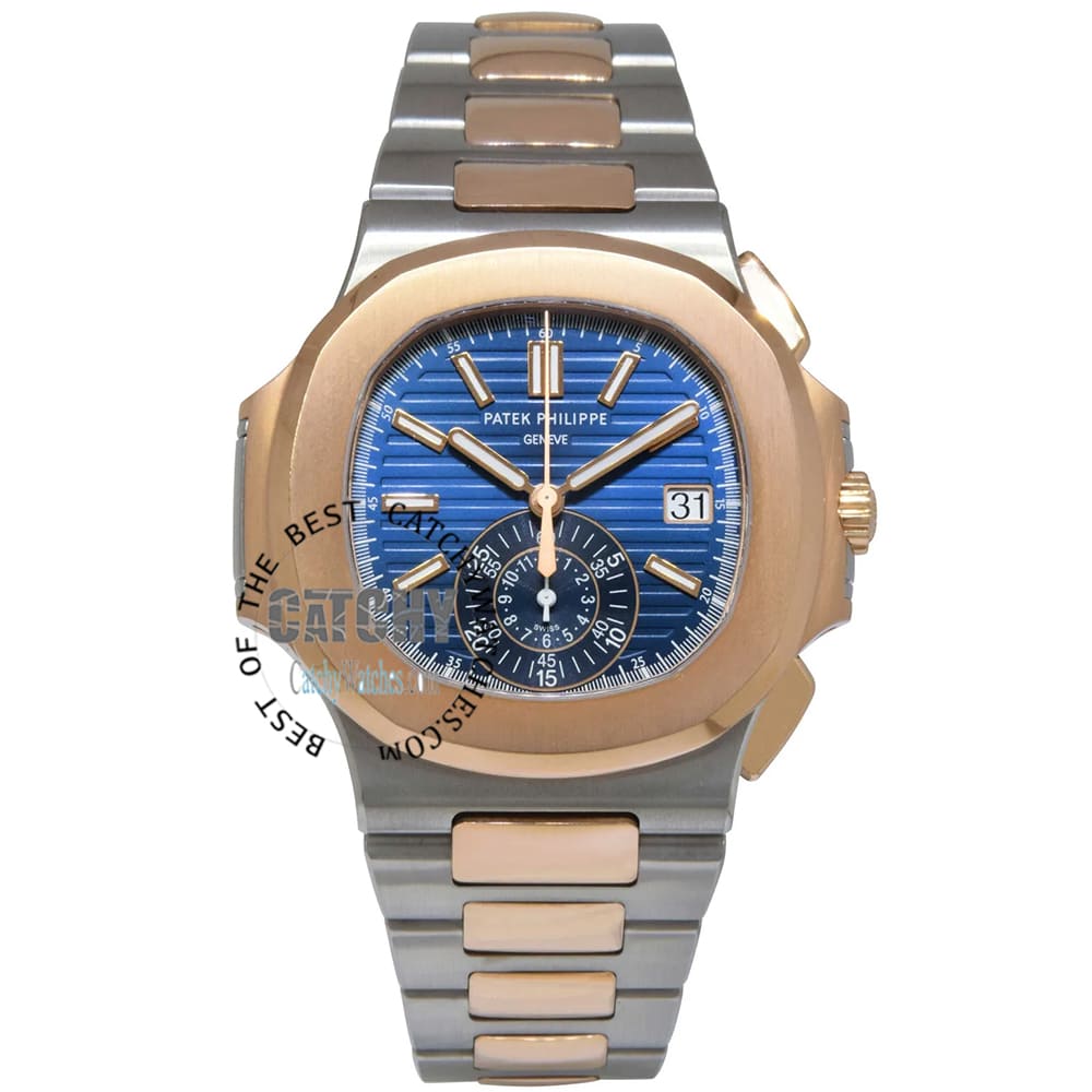 patek-philippe-geneve-men-automatic-watch-silver-rose-gold-metal-strap-blue-dial-egypt