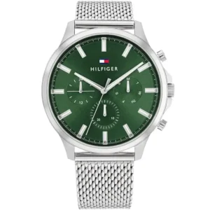 original-1710499-tommy-hilfiger-watch-men-green-dial-mesh-metal-silver-strap-quartz-battery-analog-ryder-egypt