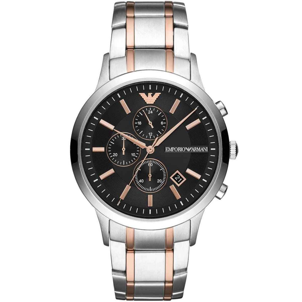 original-emporio-armani-renato-chronograph-quartz-black-dial-mens-watch-ar11165-silver-rose-gold-strap-egypt