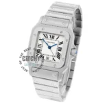 cartier-watch-for-women-in-egypt-de-santos-with-white-dial-silver-metal-Strap