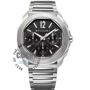 bulgari-bvlgari-octo-roma-black-dial-Steel-Bracelet-silver-metal-strap-automatic-for-men-in-egypt