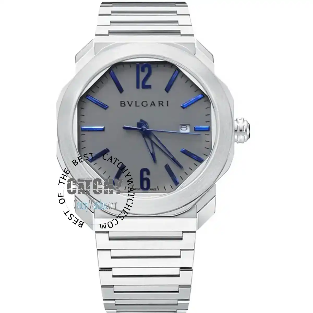 bvlgari-octo-roma-men-watch-battery-automatic-grey-dia-lwith-blue-marked-silver-metal-strap-egypt-new-models-2025