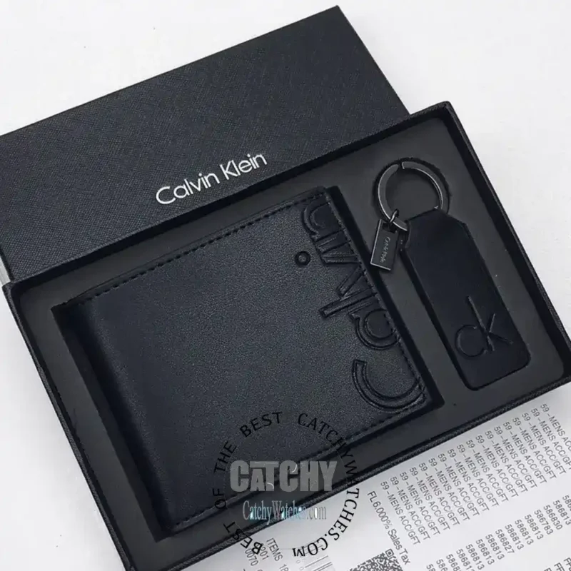 calvin-klein-set-wallet-key-chain-genuine-leather-black-color-gift-box-mirror-original-for-men-egypt