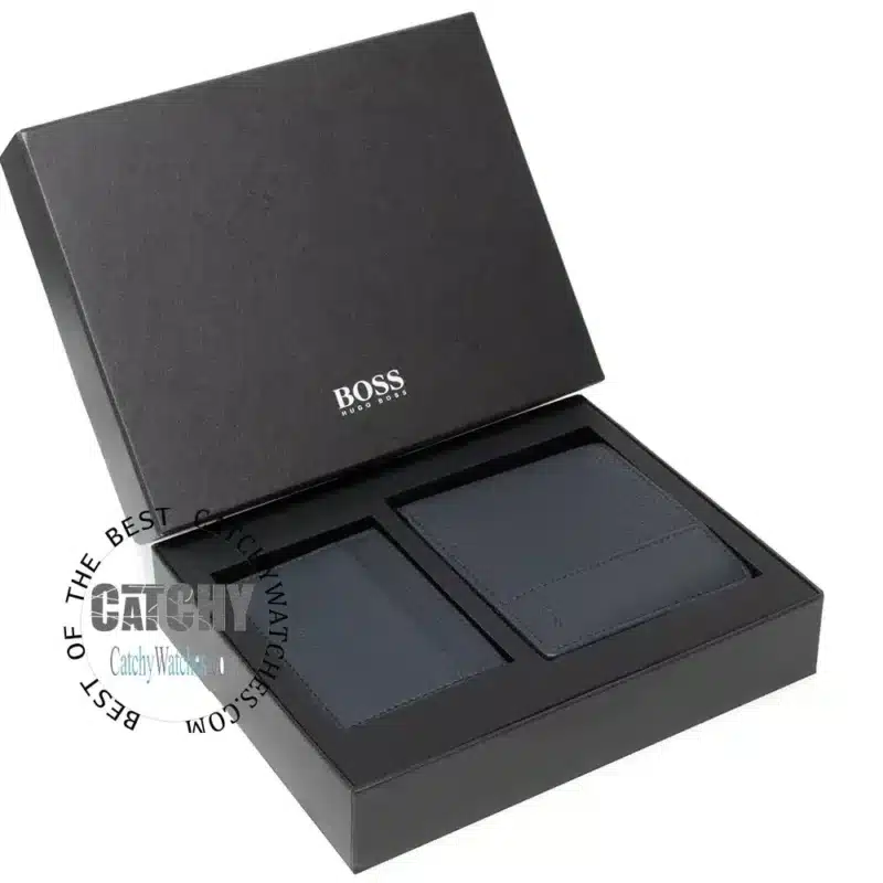hugo-boss-set-wallet-card-holder-genuine-leather-black-color-gift-box-mirror-original-for-men-egypt