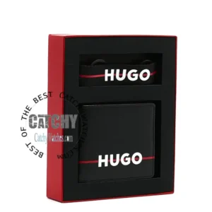 hugo-boss-set-wallet-key-chain-genuine-leather-black-color-gift-box-mirror-original-for-men-egypt