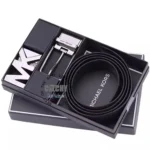 michael-kors-mk-set-belts-two-buckles-black-grey-mk-logo-with-gift-box-bag-mirror-original-men-egypt
