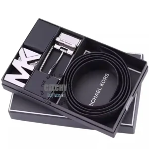 michael-kors-mk-set-belts-two-buckles-black-grey-mk-logo-with-gift-box-bag-mirror-original-men-egypt