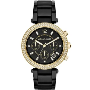 mk6107-original-michael-kors-chronograph-watch-women-black-dial-metal-strap-quartz-battery-analog-crystals-parker-egypt