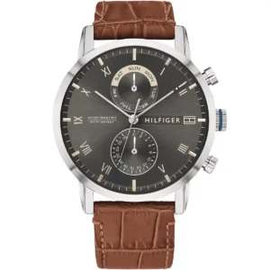 1710398-original-tommy-hilfiger-watch-water-resistant-5atm-165-feet-men-gray-dial-gunmetal-leather-brown-strap-quartz-battery-analog-three-hand-kane-egypt