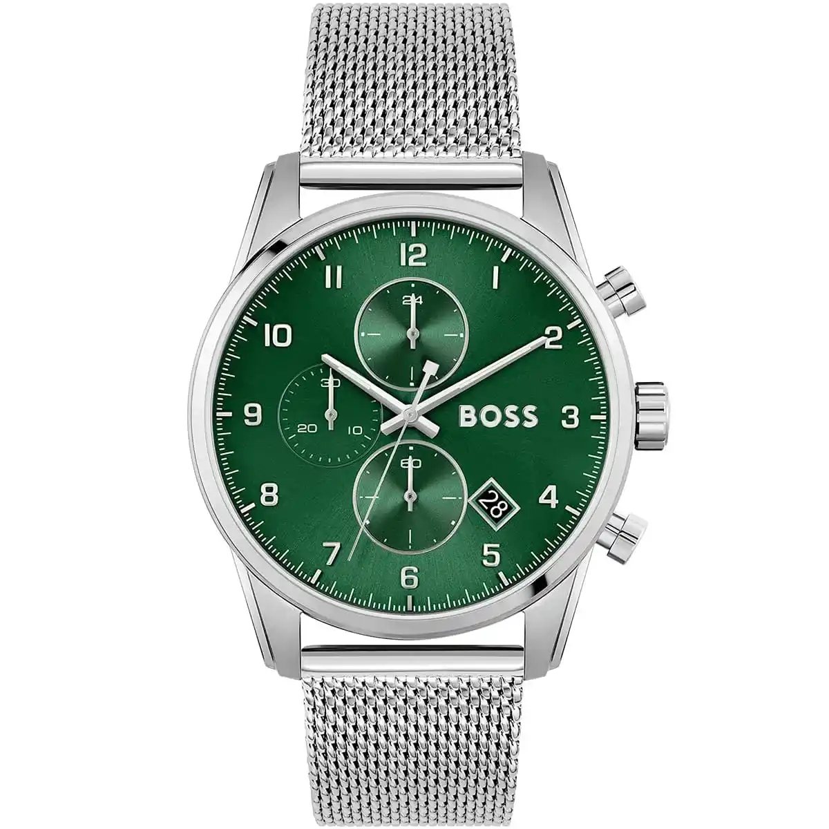 1513938-original-hugo-boss-watch-men-green-dial-metal-stainless-silver-mesh-strap-quartz-battery-analog-chronograph-skymaster-egypt