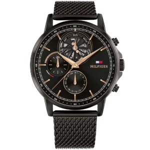1710610-original-tommy-hilfiger-men-watch-black-dial-metal-mesh-strap-egypt