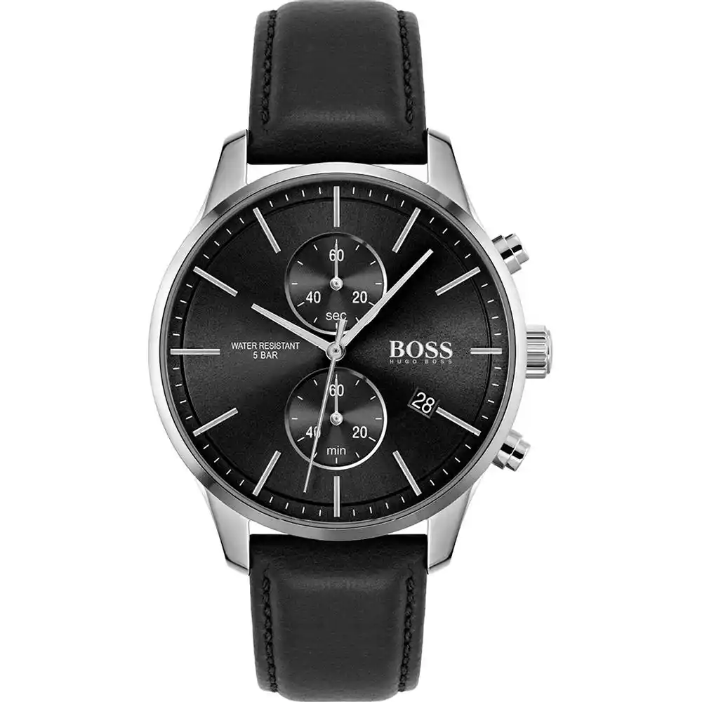 1513782-hugo-boss-watch-men-balck-dial-leather-strap-quartz-battery-analog-chronograph-skymaster-egypt