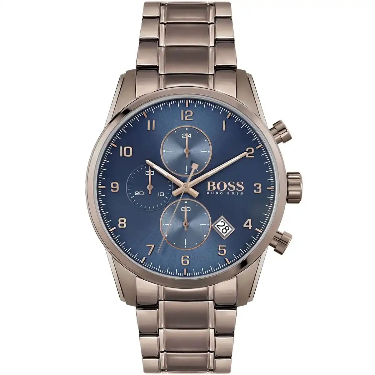1513788-hugo-boss-watch-men-blue-dial-metal-stainless-brown-strap-quartz-battery-analog-chronograph-skymaster-egypt