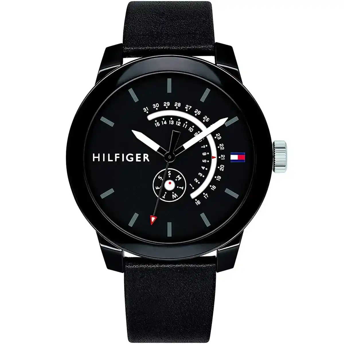 1791479-tommy-hilfiger-watch-men-black-dial-leather-strap-quartz-battery-analog-three-hand-denim-in-egypt-original