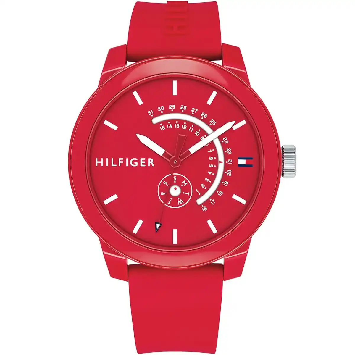 1791480-tommy-hilfiger-watch-men-red-dial-rubber-strap-quartz-battery-analog-three-hand-denim-in-egypt-original