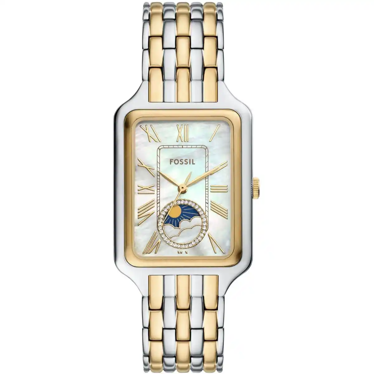 es5399-orignal-fossil-women-watch-mother-of-pearl-dial-silver-gold-metal-strap-rectangle-sun-moon-raquel-egypt
