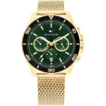 1792093-tommy-hilfiger-watch-dual-time-men-green-dial-mesh-metal-stainless-steel-gold-strap-quartz-battery-analog-jordan