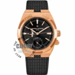 vacheron-constantin-overseas-dual-time-automatic-watch-balck-dial-rubber-strap-rose-gold-case-men