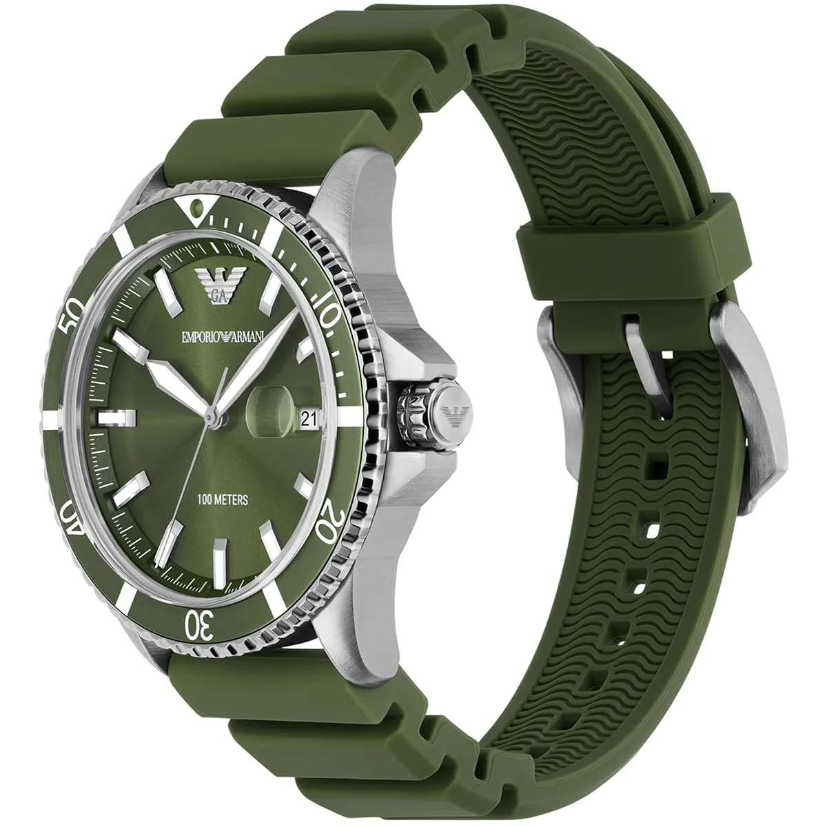 ar11638 original emporio armani watch 100 meters men green dial rubber strap quartz analog world explorer egypt 2