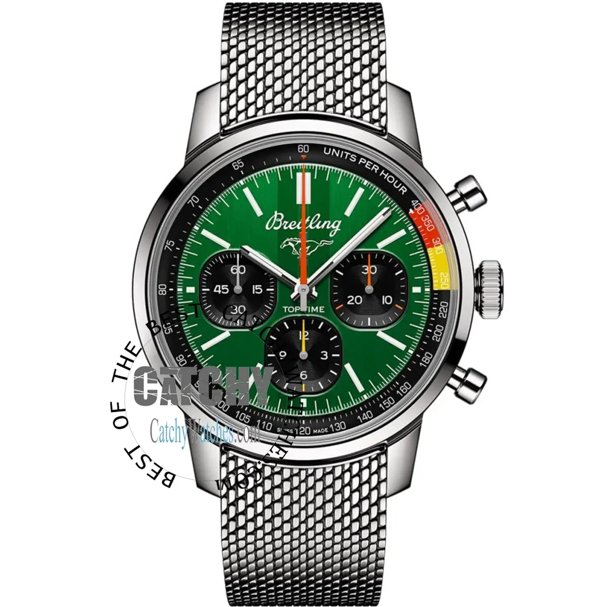 breitling-top-time-b01-ford-mustang-ab01762a1l1a1-green-dial-silver-metal-mesh-strap-for-men-egypt