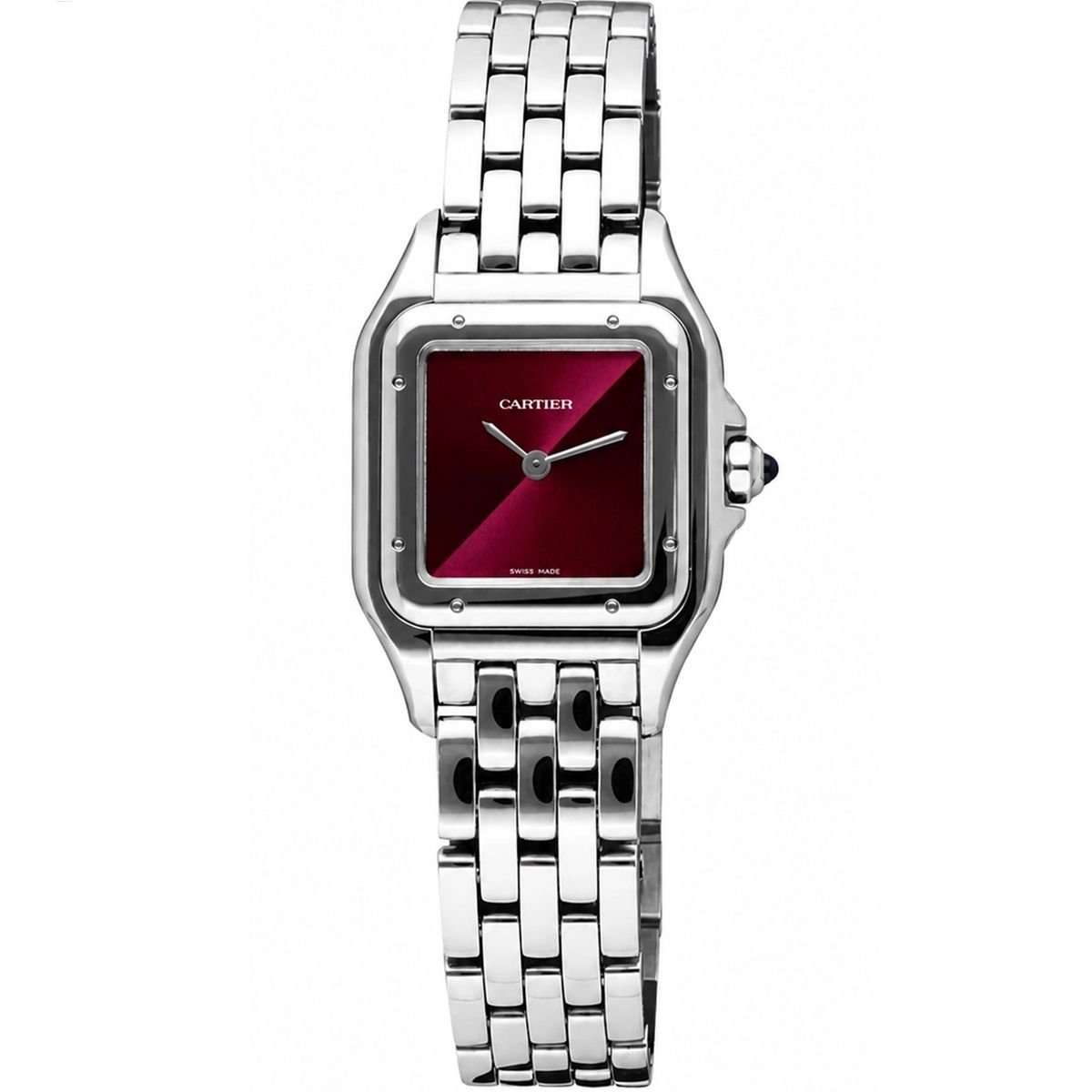 panthere-watch-de-cartier-santos-watch-women-burgundy-dial-silver-metal-strap-japanese-machine-first-copy-original-egypt
