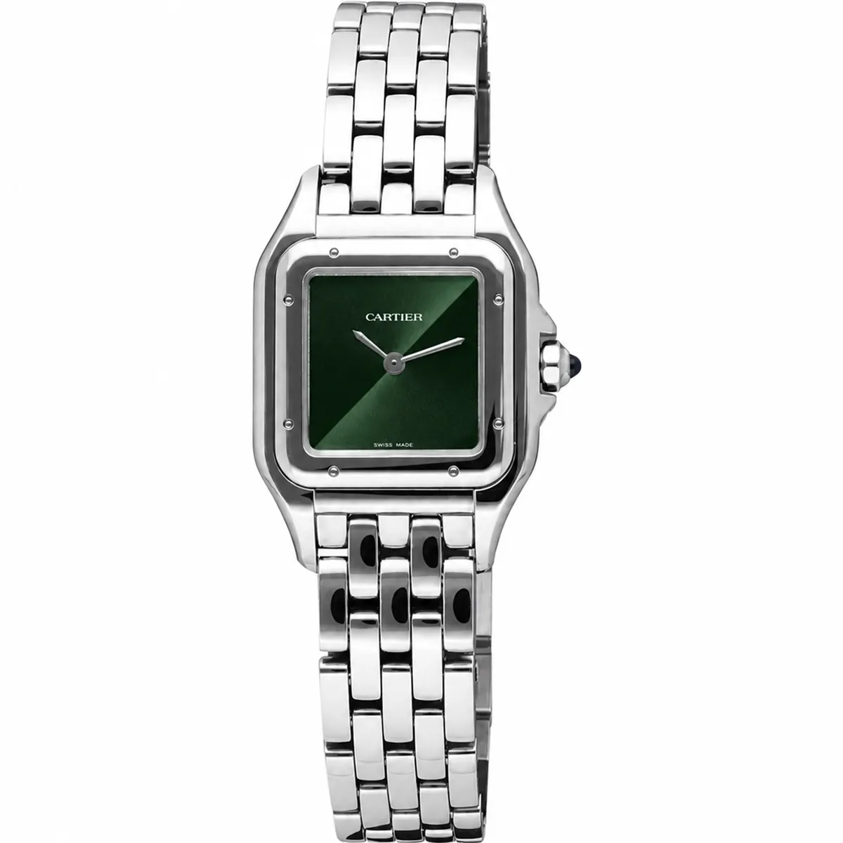 panthere-watch-de-cartier-santos-watch-women-green-dial-silver-metal-strap-japanese-machine-first-copy-original-egypt