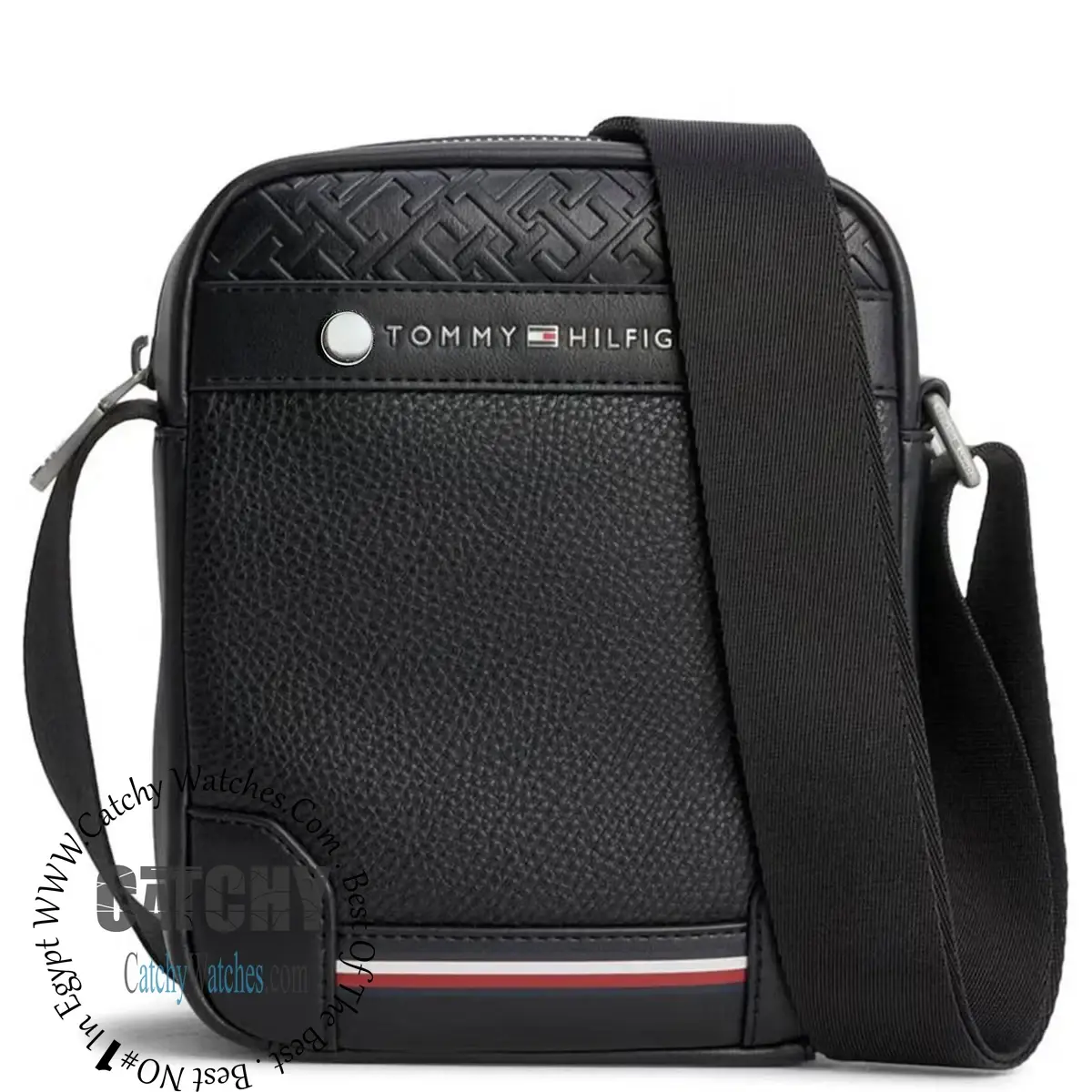 tommy-hilfiger-men’s-black-pebbled-crossbody-camera-bag