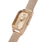 ar11347-emporio-armani-watch-square-women-rose-gold-dial-mesh-stainless-steel-metal-rose-gold-strap-quartz-battery-analog-gioia_5 Emporio Armani rose-gold wristwatch with a rectangular case and a mesh band.
