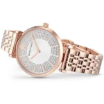 Rose-gold Emporio Armani women's watch with crystal-studded dial and link bracelet