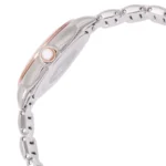 ar11643-emporio-armani-watch-women-crystals-silver-dial-metal-stainless-steel-rose-gold-strap-quartz-analog-mia_10 Side view of a two-tone silver and rose-gold wristwatch with a round crown.