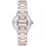 ar11643-emporio-armani-watch-women-crystals-silver-dial-metal-stainless-steel-rose-gold-strap-quartz-analog-mia_7 Close-up of a two-tone metal watch bracelet with silver outer links and rose-gold center links