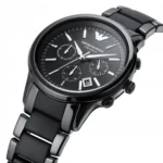 ar1452-emporio-armani-watch-men-black-ceramic-ceramica-3 Black Emporio Armani Ceramica chronograph watch with a three-subdial face and date window