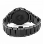 ar1452-emporio-armani-watch-men-black-ceramic-ceramica-6 Rear view of a black stainless steel wristwatch showing the case back and segmented bracelet