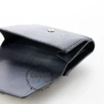 original-tommy-hilfiger-wallet-women-navy-blue-genuine-leather_10 Gray textured leather card holder wallet opened to reveal card slots